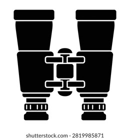 Black silhouette of binoculars, closeup view, optical instrument for observing distant objects