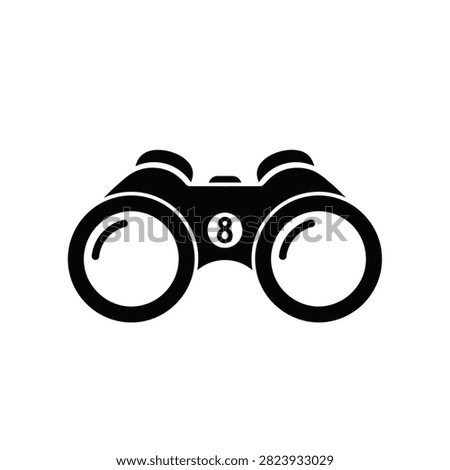 Black silhouette of binoculars with number eight isolated on a white background