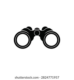Black silhouette of binoculars for sightseeing on white background
