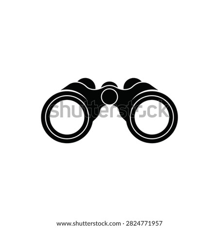 Black silhouette of binoculars for sightseeing on white background