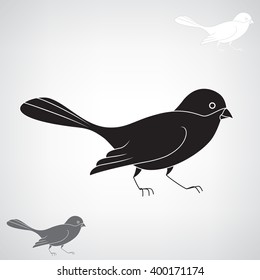Black silhouette of a bird. Beautiful vector illustration.