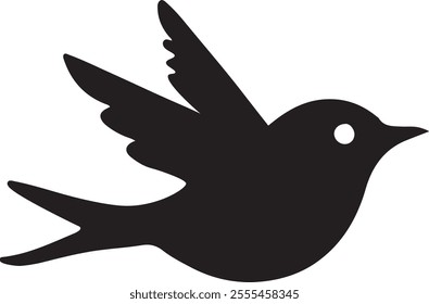 Black Silhouette Bird Clipart Vector Graphic