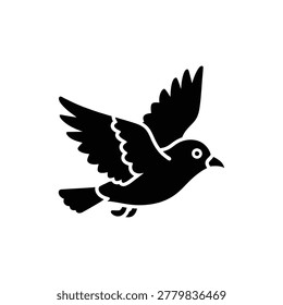 Black silhouette of a bird in flight with outspread wings