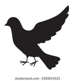 Black Silhouette of Bird in Flight, Symbolizing Freedom