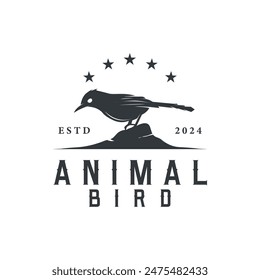 Black silhouette bird logo concept design simple vintage bird lover illustration template