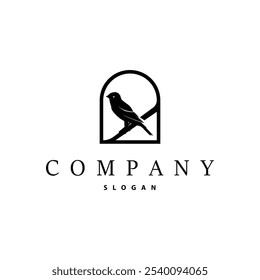 Black silhouette bird logo concept design simple vintage bird lover illustration template