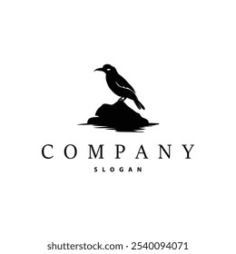 Black silhouette bird logo concept design simple vintage bird lover illustration template