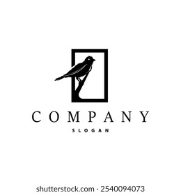 Black silhouette bird logo concept design simple vintage bird lover illustration template