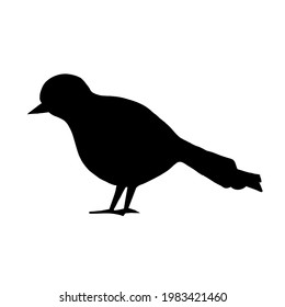 Black silhouette of a bird on a white background.Doodle, icon.