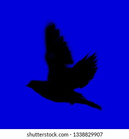 black silhouette of bird with outstretched wings for decoration