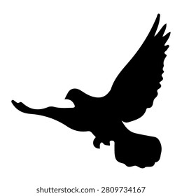 Black silhouette of a bird soaring with wings fully extended, capturing the essence of freedom and nature in flight.