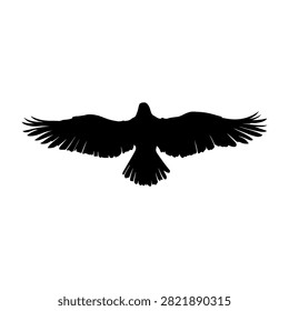 Black silhouette of a bird soaring with wings fully extended, capturing the essence of freedom and nature in flight.