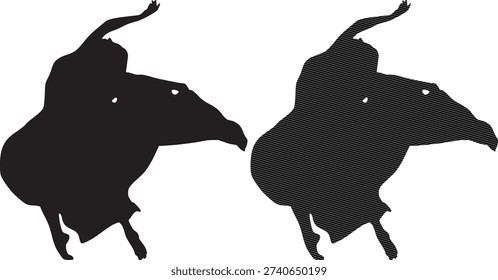 Black silhouette of a bird with striped texture white