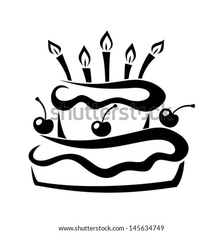 Black silhouette of birthday cake. Vector illustration.