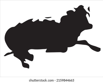 Black silhouette of bison calf on white background vector image.eps