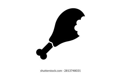 Black silhouette of a bitten chicken drumstick icon.