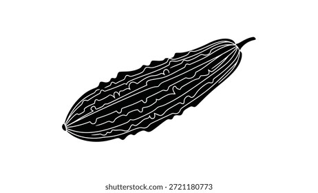 Schwarze Silhouette eines Bitter Melone Gemüsekürbis