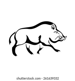 Black Silhouette Boar On White Background Stock Vector (Royalty Free ...