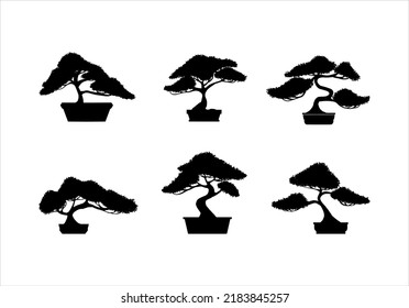 Black Silhouette Bonsai in Pot Collection