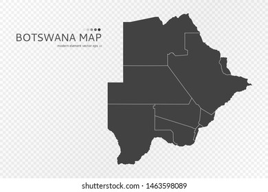 Black silhouette of Botswana map on transparent background. EPS10 vector file organized in layers for easy editing.