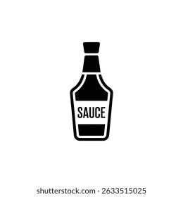 Black silhouette of bottle with 'SAUCE' label. Simple, minimalist design ideal for culinary projects or food-related graphics on transparent backdrop.