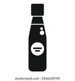 Black silhouette of a bottle of soy sauce isolated on a white background