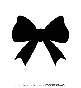 Black silhouette of a bow in a flat vector style isolated on a white background