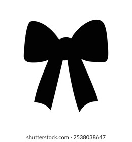 Black silhouette of a bow in a flat vector style isolated on a white background