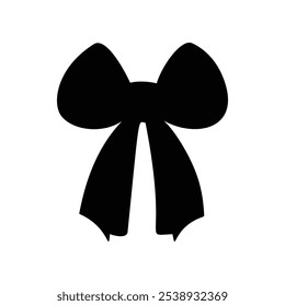 Black silhouette of a bow in a flat vector style isolated on a white background