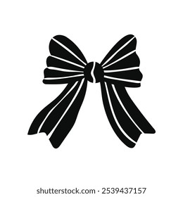Schwarze Silhouette einer Schleife im flachen Vektorstil einzeln auf weißem Hintergrund