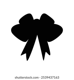 Black silhouette of a bow in a flat vector style isolated on a white background