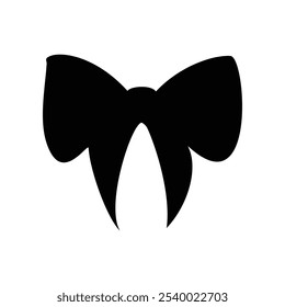 Black silhouette of a bow in a flat vector style isolated on a white background