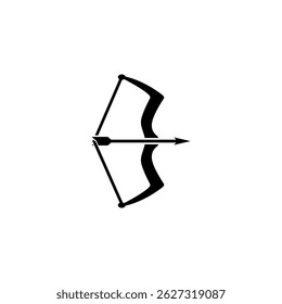 Black silhouette of a bow with nocked arrow for archery and precision concepts
