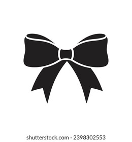 Black Silhouette Bow on White Background. Vector Illustration