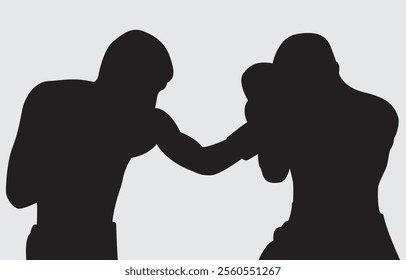 Black silhouette of a boxer on a white background
