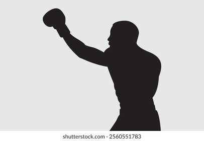 Black silhouette of a boxer on a white background
