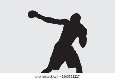 Black silhouette of a boxer on a white background
