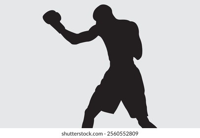 Black silhouette of a boxer on a white background
