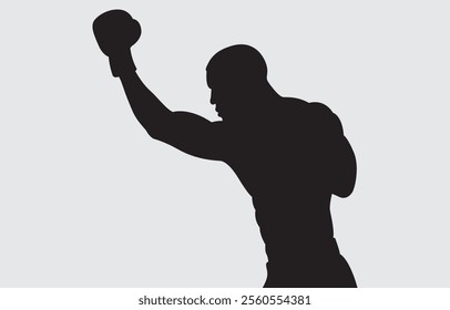 Black silhouette of a boxer on a white background
