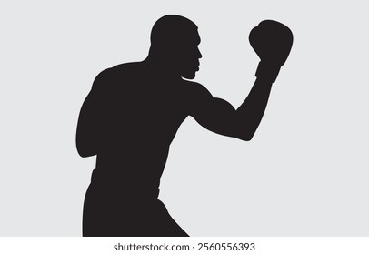 Black silhouette of a boxer on a white background
