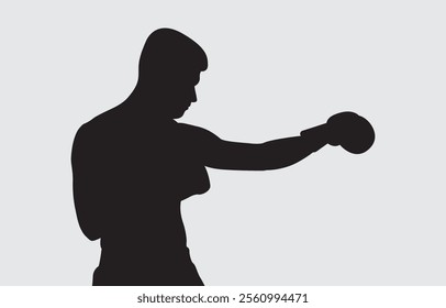 Black silhouette of a boxer on a white background
