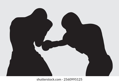 Black silhouette of a boxer on a white background
