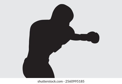 Black silhouette of a boxer on a white background
