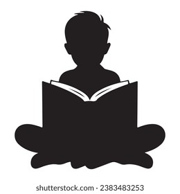 Black Silhouette boy with book 
