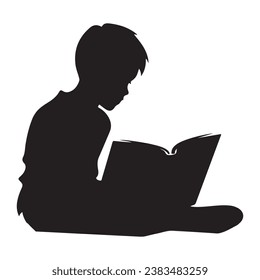 Black Silhouette boy with book 
