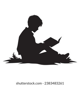 Black Silhouette boy with book 
