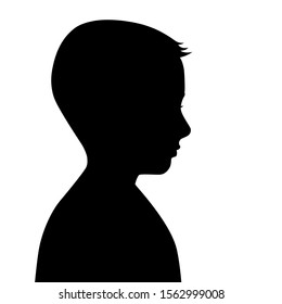 Black silhouette boy's head  Teenager profile  The contour the male figure  The young guy  Drawing isolated white background  Vector stock illustration 