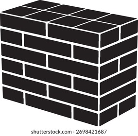 black silhouette of bricks stack on white background, vector