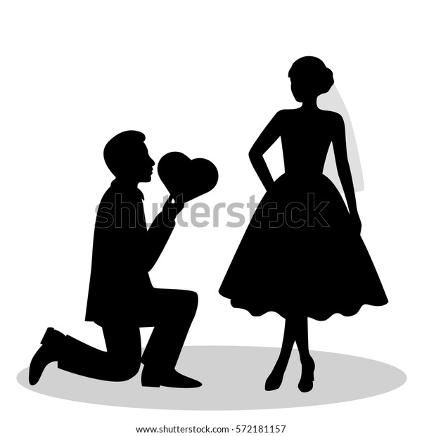 Black Silhouette Bride Groom Isolated On Stock Vector (Royalty Free ...