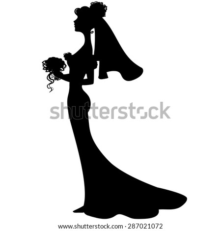  Black  Silhouette  Bride Wedding  Dress  On Stock Vector 